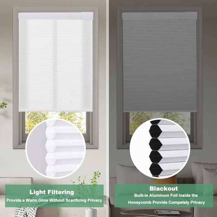 Tonature No Drill No Tools Cellular Shades for Windows, Cordless Honeycomb Blinds Easy to Install, Thermal Insulated Noise Reduction Blinds for Indoor Windows, White(Light Filtering), 21" W x 64" H by Tonature - Image 5