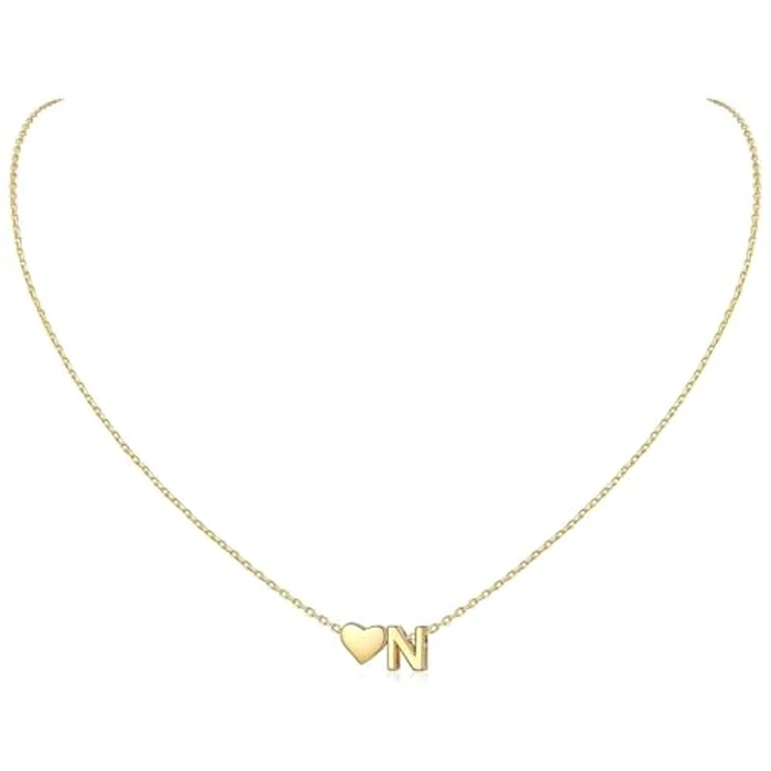ChicSilver 14K Gold Plated Heart Initial Necklaces for Women 14K Gold Plated Letter A-Z Pendant Necklace Dainty Heart Necklace Tiny Gold Plated Initial Necklace for Women Jewelry by ChicSilver - Used - Very Good condition