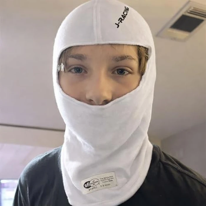 J-RACING(R) Racing Balaclava, Lightweight Aramid Knit, SFI 3.3 Certified, Flame Retardant, Stretch Fit & Breathable Head Sock for Auto Racing- Upgrade White by J-RACING - Image 5
