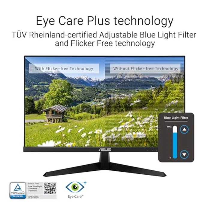 ASUS 24 inch 120Hz Gaming Office Computer Monitor (VY249HGR) - 1080p(Full HD), IPS, 120Hz, 1ms, Adaptive Sync, Eye Care Plus, Blue Light Filter, Flicker Free, SmoothMotion, DisplayWidget, 3yr warranty by ASUS - Image 4