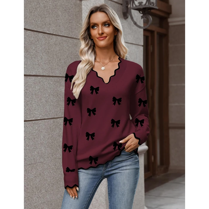 Zeagoo Women's Fall Sweaters Business Casual Loose Fit V Neck Sweater Trendy Fall Outfits for Women 2025 by Zeagoo - Image 3