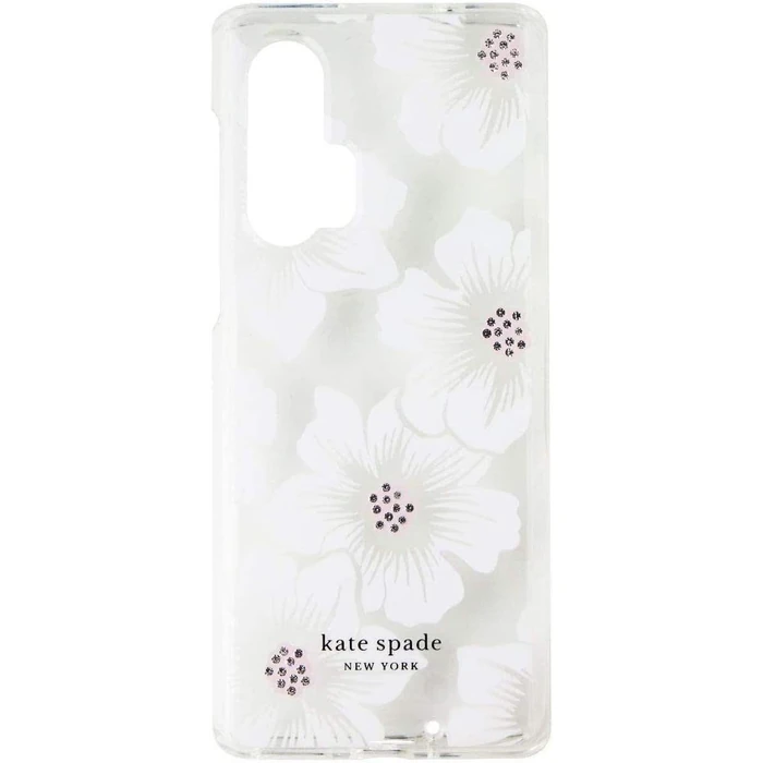 Kate Spade Hard Phone Case for Motorola Edge+ (2020) - Hollyhock Floral (Clear/Cream) by Kate Spade - Image 1