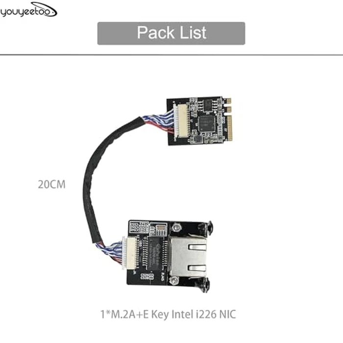 youyeetoo i226-V Gigabit 2.5G Ethernet Server NIC Card - M.2 Interface for Enhanced Network Speeds,Support youyeetoo X1 X86 SBC, 10/100/1000/2500 Mbps RJ45 LAN (M.2 A + E Key,20CM) by youyeetoo - Image 2