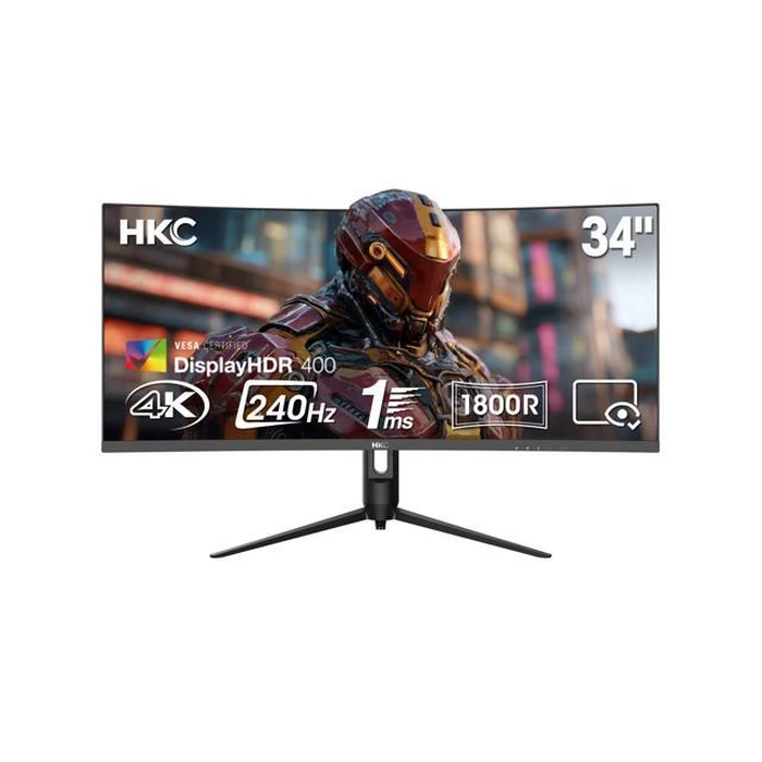 HKC 34" UltraWide UHD 4K 240Hz 1ms DIC HDR400 95% DCI-P3 Curved Gaming Computer Monitor with Height Adjustable, Swivel, Pivot & Tilt Stand CG345UK by HKC - Open Boxproduct Type condition