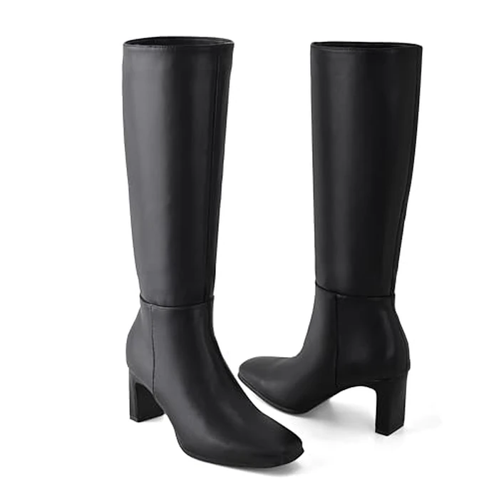 Shoe'N Tale Women's Knee High Boots Chunky Block Heel Square Toe Tall Boots with Side Zipper(7,Black) by Shoe'N Tale - Image 2