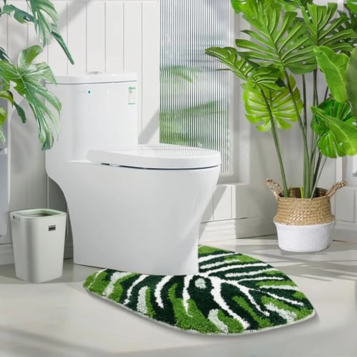 Baahrnom U Shaped Toilet Rug 24" x 24" Extra Soft Absorbent Microfiber Contoured Bathroom Rugs Non Slip Toilet Rugs for Bathroom U Shaped Washable Unique Aesthetic Toilet Bath Mat by Baahrnom - Used - Like New condition