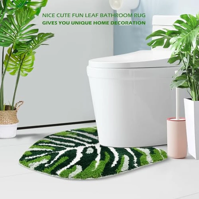 Baahrnom U Shaped Toilet Rug 24" x 24" Extra Soft Absorbent Microfiber Contoured Bathroom Rugs Non Slip Toilet Rugs for Bathroom U Shaped Washable Unique Aesthetic Toilet Bath Mat by Baahrnom - Image 2