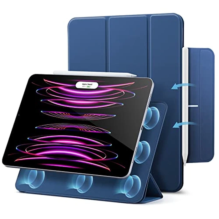 ESR for iPad Pro 12.9 6th/5th/4th Gen, iPad Air 13 Inch Case M3/M2 (2025/2024), Powerful Magnetic Attachment, Slim Trifold Stand Case, Supports Pencil Pro & Pencil (USB-C), Rebound Series, Navy Blue by ESR - Used - Acceptable condition - CA$13.20