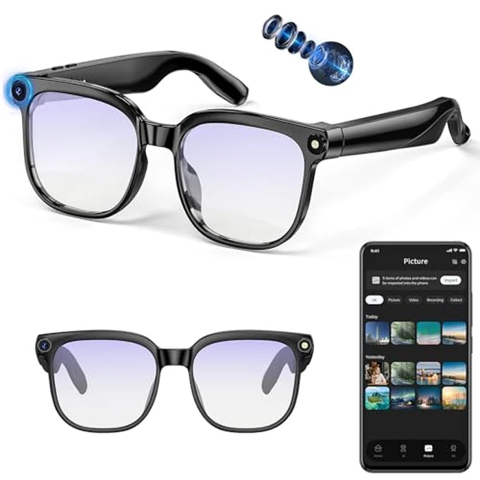 AI Smart Glasses with Camera, 4K 800W HD Video Recording Glasses with Audio, Bluetooth Sunglassess with Camera, Real-Time Translation, Voice Assistant, Object Recognition, Hands-Free Music Calls by Haulvean - Image 1