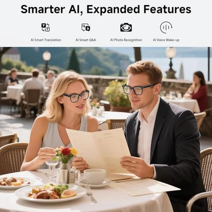 AI Smart Glasses with Camera, 4K 800W HD Video Recording Glasses with Audio, Bluetooth Sunglassess with Camera, Real-Time Translation, Voice Assistant, Object Recognition, Hands-Free Music Calls by Haulvean - Image 4