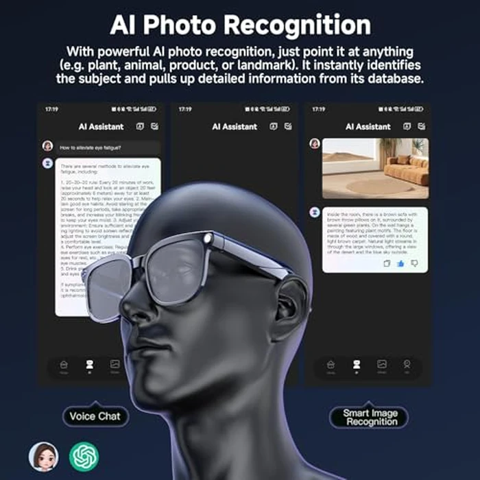 AI Smart Glasses with Camera, 4K 800W HD Video Recording Glasses with Audio, Bluetooth Sunglassess with Camera, Real-Time Translation, Voice Assistant, Object Recognition, Hands-Free Music Calls by Haulvean - Image 7