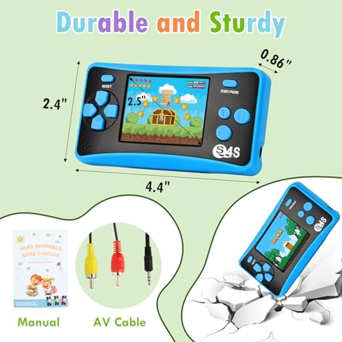 X-JOYKIDS Handheld Game for Kids Ages 4-10, 2025 Upgraded, 142 Classic Mini Games, TV Output, 2.5" LCD Screen, Portable Arcade System, Birthday for Children-Blue by X-JOYKIDS - Image 2