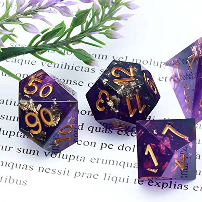 Haxtec DND Dice Set Sharp Edge Resin Dice with Dice Case Purple Black D&D Dice for RPG Role Playing Games Compatible with Dungeons and Dragons Gift War Series by Haxtec - Image 3