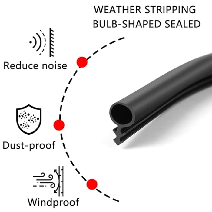 Windows Kerf Weather Stripping Seal Strip, Bulb Bubble Kerf Mount, TPE Flange Easily Applied to Door Frame Card Slot Installation (1/4" Bulb Diameter x 30' Long, Black) by Gangdise - Image 7
