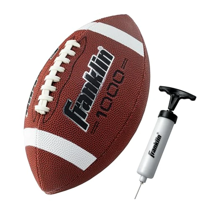 Franklin Sports Youth Football - 1000 Junior Kids Football - Synthetic Leather Youth Junior Ball for Kids - Outdoor All-Weather Construction - Extra Grip - 1 Pack - Brown + White by Franklin Sports - Used - Very Good condition - US$11.67