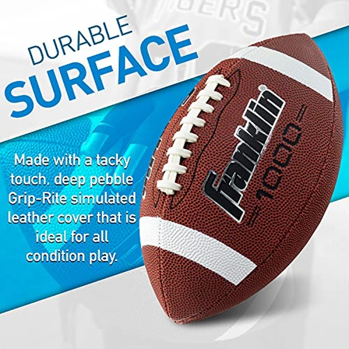 Franklin Sports Youth Football - 1000 Junior Kids Football - Synthetic Leather Youth Junior Ball for Kids - Outdoor All-Weather Construction - Extra Grip - 1 Pack - Brown + White by Franklin Sports - Image 2