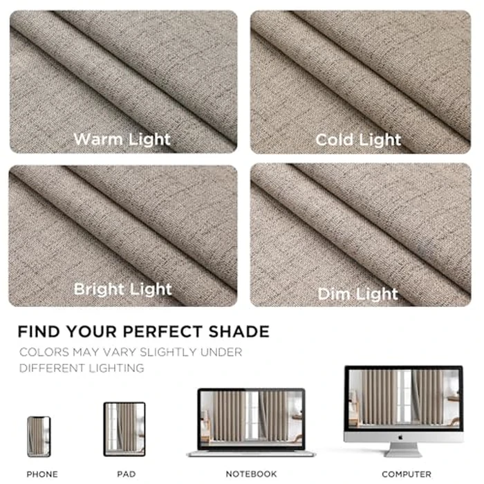 Joydeco Blackout Curtains for Bedroom - Natural Linen Curtains 37 X 63 inch, Thermal Insulated 100% Blackout 2 Panels Light Blocking Drapes, Rod Pocket & Back Tabs, Darkening Privacy for Living Room by Joydeco - Image 9