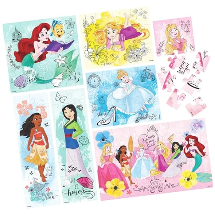 Spin Master Games, Disney Princess Puzzles, 7-Pack, Jigsaw Kids Puzzles, 12, 16, & 24 Pieces, Featuring Ariel, Tiana, Rapunzel, Pocahontas, Storage Tray, for Ages 4 & Up by Spin Master Games - Image 3