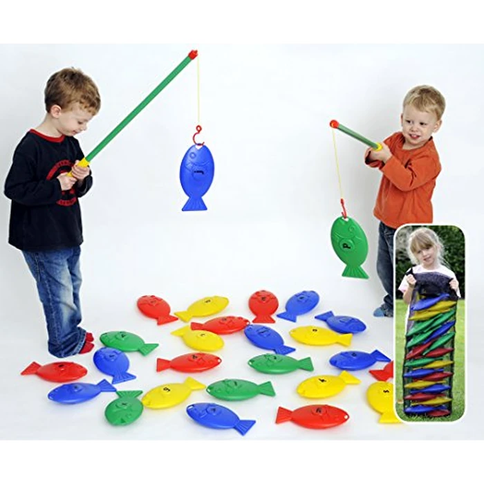 Educational Advantage Kids Giant Polydron Fishing A - Z Alphabet Game with 26 Brightly Colored Lettered Fish & 2 Plastic Fishing Rods - 2+ Years by Educational Advantage - Used - Like New condition - US$68.09