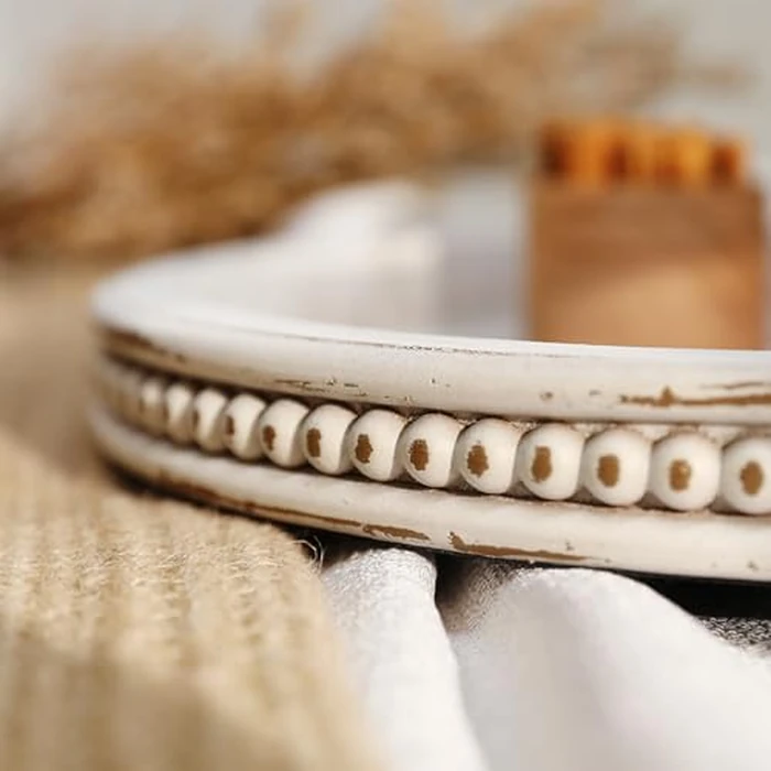 Hanobe Decorative Trays for Coffee Table : White Oval Centerpiece Tray Wood for Farmhouse Entry Table Decor Round Bathroom Tray for Living Room Kitchen Counter by Hanobe - Image 6