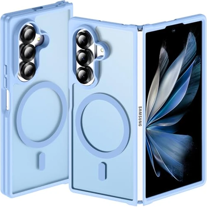 Hensinple for Samsung Galaxy Z Fold 7 Case Magnetic,Z Fold 7 Case [Compatible with MagSafe] Translucent Matte Military Grade Drop Proof Protection Shockproof Hard PC Rugged Phone Cover(Sky Blue) by Hensinple - Image 1