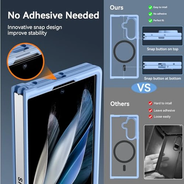 Hensinple for Samsung Galaxy Z Fold 7 Case Magnetic,Z Fold 7 Case [Compatible with MagSafe] Translucent Matte Military Grade Drop Proof Protection Shockproof Hard PC Rugged Phone Cover(Sky Blue) by Hensinple - Image 8