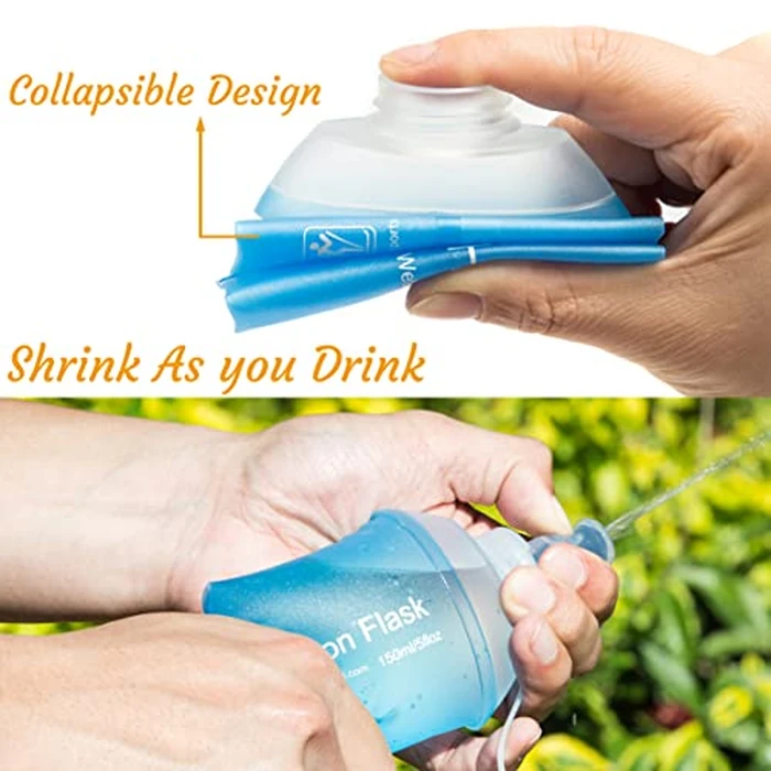 J.CARP 150ml Soft Flask Running Water Bottles, TPU Foldable Running Hydration Flask for Hydration Pack Cycling Hiking Climbing Outdoors Motorbike White by J.CARP - Image 3