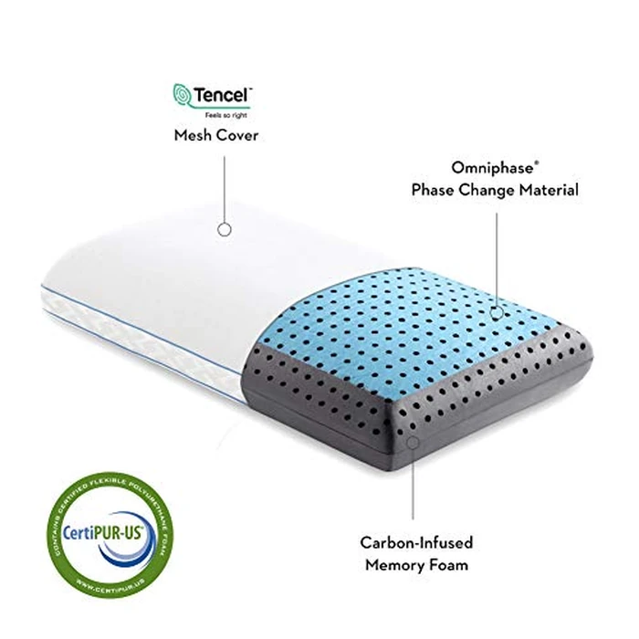 Z CARBONCOOL LT Plus OMNIPHASE Phase Change Material Memory Foam Pillow - Continual Temperature Regulation with Cool Surface - Mid-Loft - King by MALOUF - Image 2