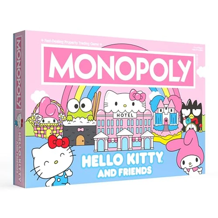 Monopoly: Hello Kitty and Friends, Buy, Sell, Trade Buildings from The Animated Series, Featuring My Melody, Badtz-Maru, Keroppi, Classic Monopoly Game, Officially-Licensed Hello Kitty Merchandise by USAOPOLY - Used - Like New condition