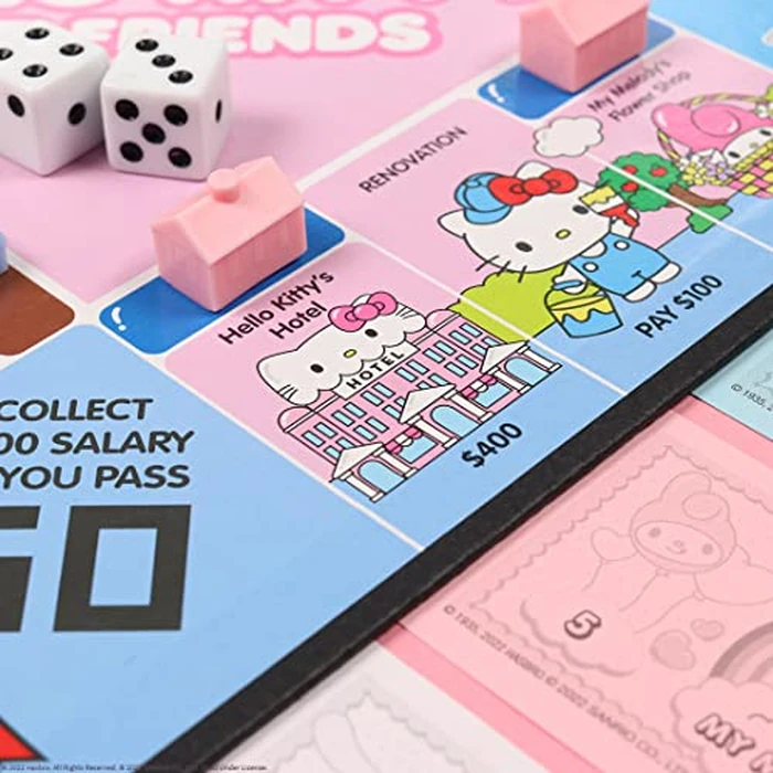 Monopoly: Hello Kitty and Friends, Buy, Sell, Trade Buildings from The Animated Series, Featuring My Melody, Badtz-Maru, Keroppi, Classic Monopoly Game, Officially-Licensed Hello Kitty Merchandise by USAOPOLY - Image 2