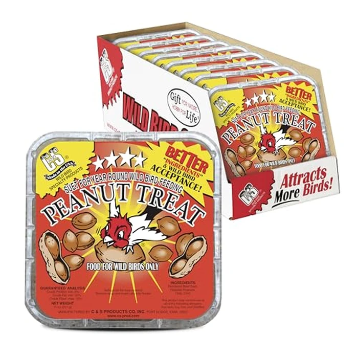 C&S Peanut Suet Treat, Suet Cakes for Wild Birds Including Nuthatches, Woodpeckers and Chickadees, Pack of 8 by C&S - Used - Like New condition