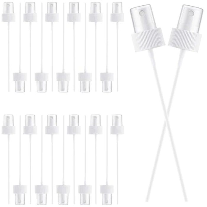 ZhouBoat 24 Pack Spray Bottle Top, Spray Bottle Nozzle Replacement, 24/410 Fine Mist Spray Caps with 5.9" Dip Tube, Plastic Sprayer Pump for Toners and Essential Oil Bottles, Home, Kitchen White by ZhouBoat - Used - Like New condition