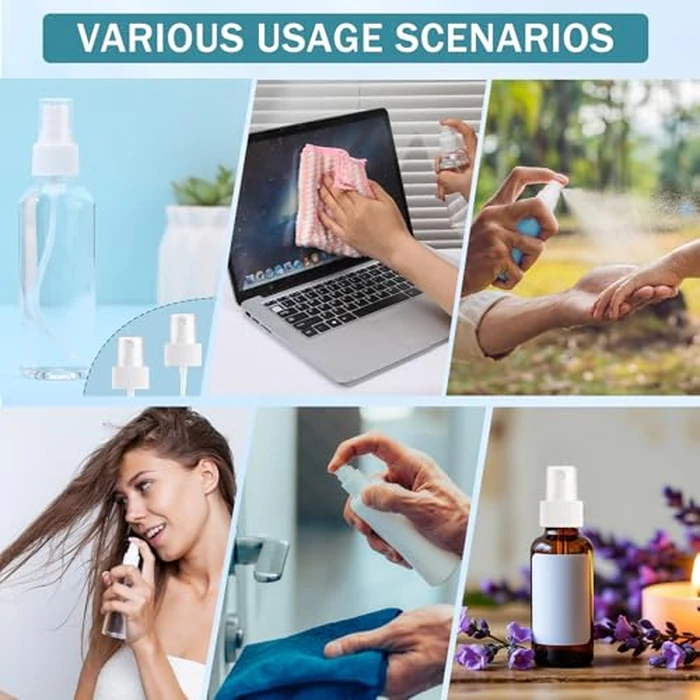 ZhouBoat 24 Pack Spray Bottle Top, Spray Bottle Nozzle Replacement, 24/410 Fine Mist Spray Caps with 5.9" Dip Tube, Plastic Sprayer Pump for Toners and Essential Oil Bottles, Home, Kitchen White by ZhouBoat - Image 6