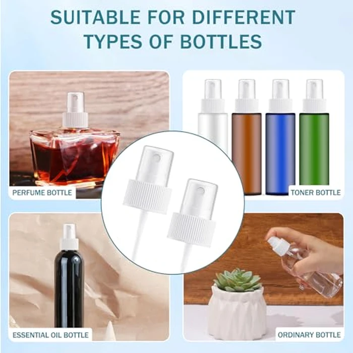 ZhouBoat 24 Pack Spray Bottle Top, Spray Bottle Nozzle Replacement, 24/410 Fine Mist Spray Caps with 5.9" Dip Tube, Plastic Sprayer Pump for Toners and Essential Oil Bottles, Home, Kitchen White by ZhouBoat - Image 7