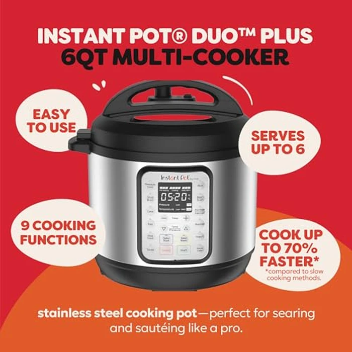 Instant Pot Duo Plus 9-in-1 Multicooker, Pressure Cooker, Slow Cook, Rice Maker, Steamer, Sauté, Yogurt, Warmer & Sterilizer, Includes App with Over 800 Recipes, Stainless Steel, 6 Quarts by Instant Pot - Image 3
