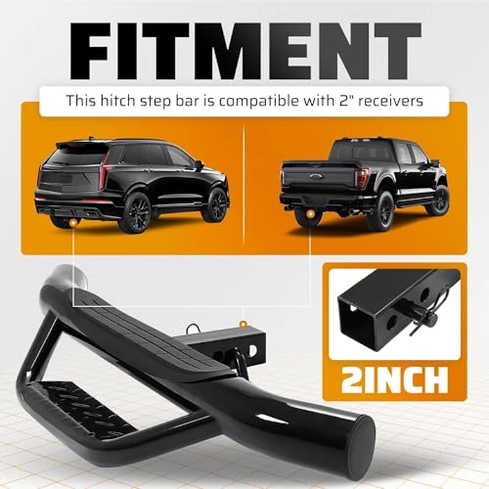 ECOTRIC Universal Bumper Trailer Hitch Step for SUV Trucks Pickups with 2 Inch Receiver, Solid with Hitch Pin & U-Bolts Stabilize, Tow Rear Bumper Guard Protector Steel by ECOTRIC - Image 3