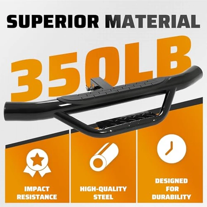 ECOTRIC Universal Bumper Trailer Hitch Step for SUV Trucks Pickups with 2 Inch Receiver, Solid with Hitch Pin & U-Bolts Stabilize, Tow Rear Bumper Guard Protector Steel by ECOTRIC - Image 5