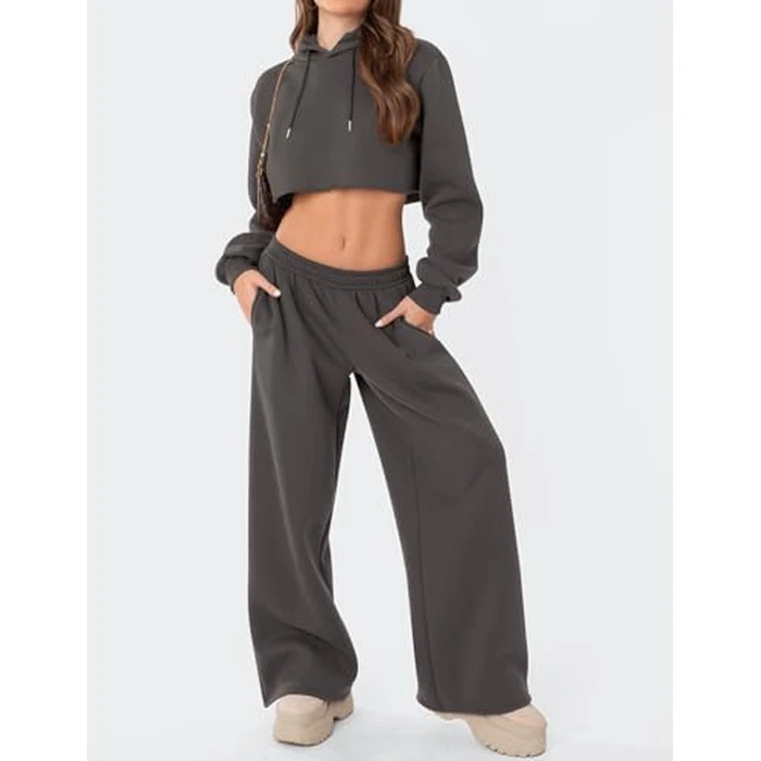 LOMON Wide Leg Sweatpants Women Fleece Sweat Pants Fall Spring Clothes 2026 Teen Girl Baggy Jogger Sweatpant with Pockets (Deep Grey, S) by LOMON - Image 8