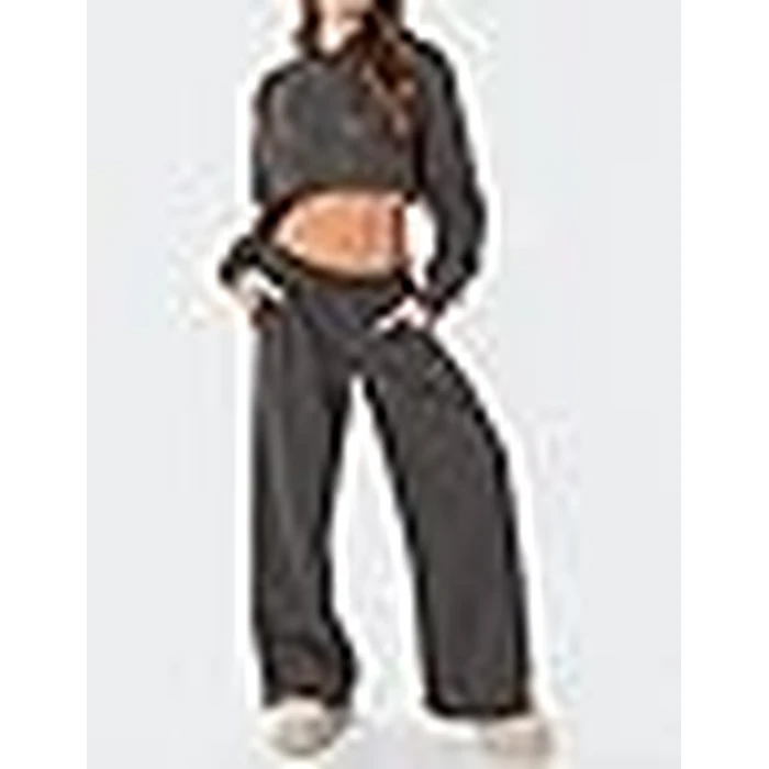 LOMON Wide Leg Sweatpants Women Fleece Sweat Pants Fall Spring Clothes 2026 Teen Girl Baggy Jogger Sweatpant with Pockets (Deep Grey, S) by LOMON - Image 9