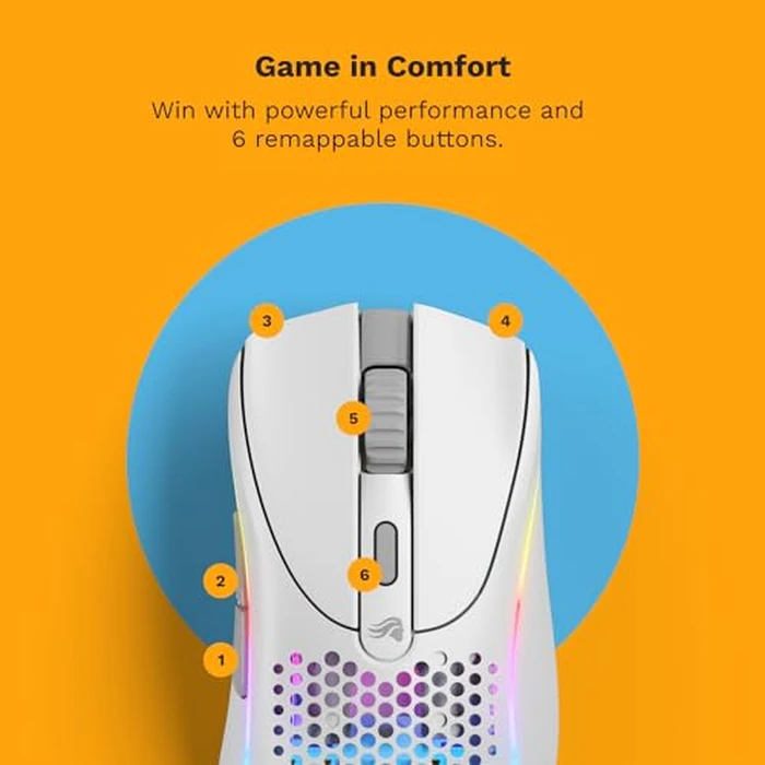 Glorious Gaming - Model D 2 Wireless Ergonomic Mouse, Superlight 66g, up to 210 hr Battery Life, 26K Optical Sensor, 6 Programmable Buttons, 80 Million Clicks, FPS, MMO, MOBA, Battle Royale (White) by GLORIOUS - Image 3