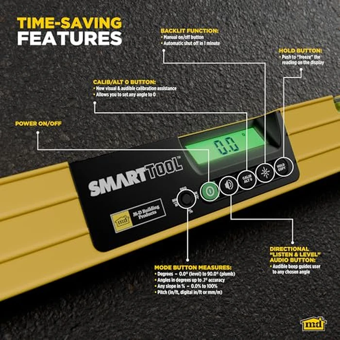 M-D Building Products 92683 72-1/3 in. Gen3 SMARTTOOL(R) Digital Level with Carry Case by M-D Building Products - Image 6