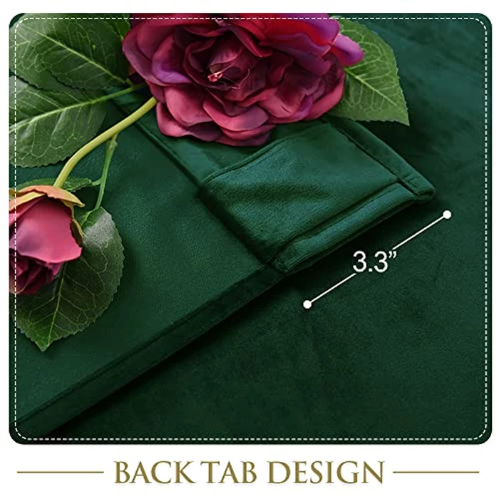 StangH Velvet Curtains 108 inches Long - Dark Green Bedroom Blackout Curtains Super Soft Home Decor Thermal Insulated Back Tab Window Curtain for Living Room, Dark Green, W52 x L108, 2 Panels by StangH - Image 4