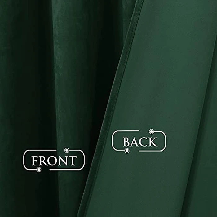 StangH Velvet Curtains 108 inches Long - Dark Green Bedroom Blackout Curtains Super Soft Home Decor Thermal Insulated Back Tab Window Curtain for Living Room, Dark Green, W52 x L108, 2 Panels by StangH - Image 5