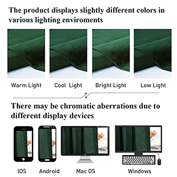 StangH Velvet Curtains 108 inches Long - Dark Green Bedroom Blackout Curtains Super Soft Home Decor Thermal Insulated Back Tab Window Curtain for Living Room, Dark Green, W52 x L108, 2 Panels by StangH - Image 6