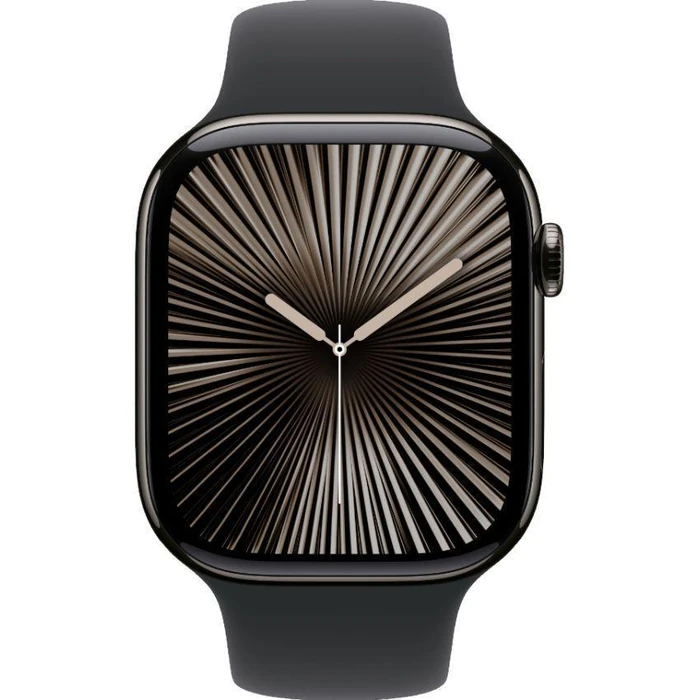 Apple Watch Series 10 (Cellular + GPS) - 64GB - 42mm - Slate Titanium Case with Black Rubber Sport Band - M/L Size by Apple - Refurbished - Premium condition - US$283.76