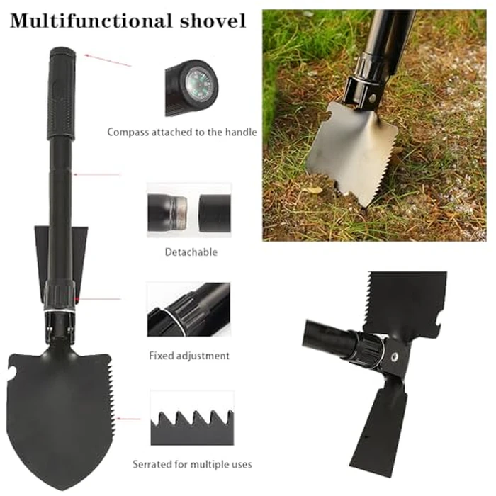 Car Emergency Roadside Tool Kit, Emergency Kits for Vehicles, Road Side Safety Assistance Kit ,With Jumper Cables for Car,Headlamp,Folding Shovel,Tow, Basic Automobile Road Side Kits for Men Women by LIANXIN - Image 5