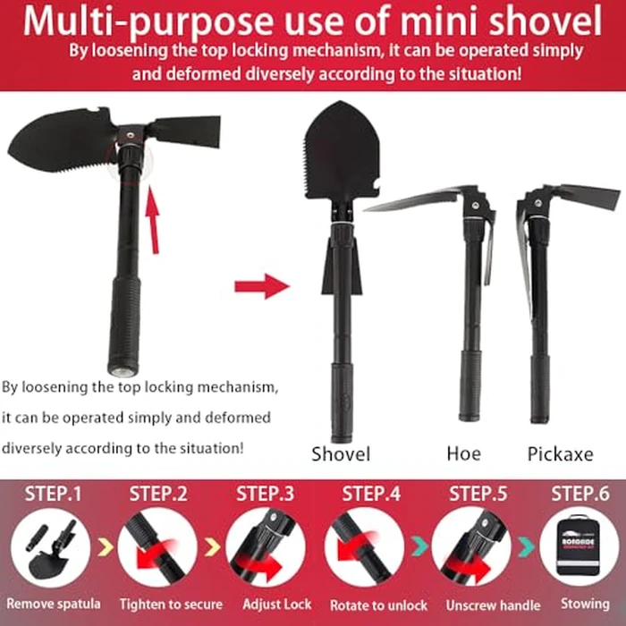 Car Emergency Roadside Tool Kit, Emergency Kits for Vehicles, Road Side Safety Assistance Kit ,With Jumper Cables for Car,Headlamp,Folding Shovel,Tow, Basic Automobile Road Side Kits for Men Women by LIANXIN - Image 6