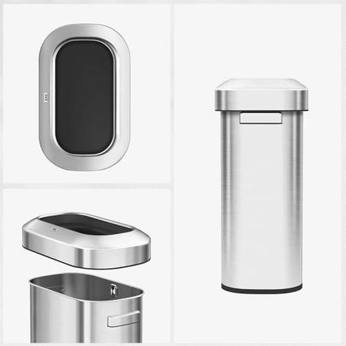 EKO Urban 16 Gallon/60 Liter Open Top Stainless Steel Slim Commercial Trash Can, Tall Kitchen Trash Bin, Heavy-Duty Commercial Grade Large Garbage Bin for Home, Office, Hotel, Cafe, Restaurant, Dorm by EKO - Image 7