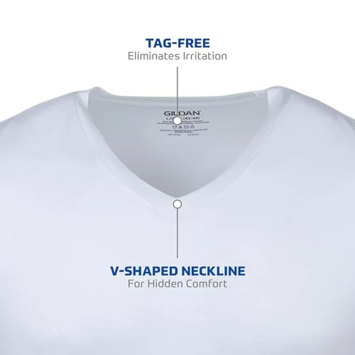 Gildan Men's V-Neck T-Shirts, Multipack, Style G1103, White (6-Pack), Large by Gildan - Image 4