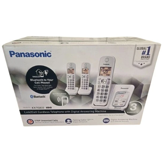Panasonic KX-TG833 SK1 Link2Cell Cordless Phone (3 Handsets) - White by Panasonic - Refurbished - Excellent condition